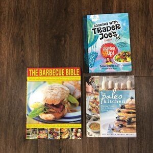 The Barbecue Bible / Cooking With Trader Joes / The Paleo Kitchen Cook Books LOT